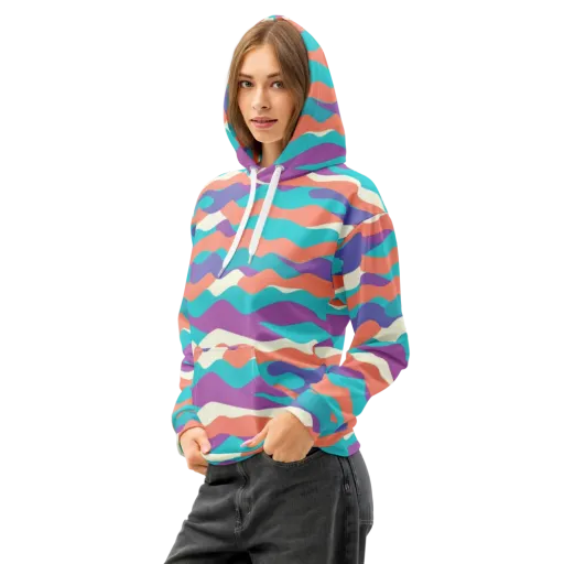 Waveform Sunset on a Cotton Hoodie