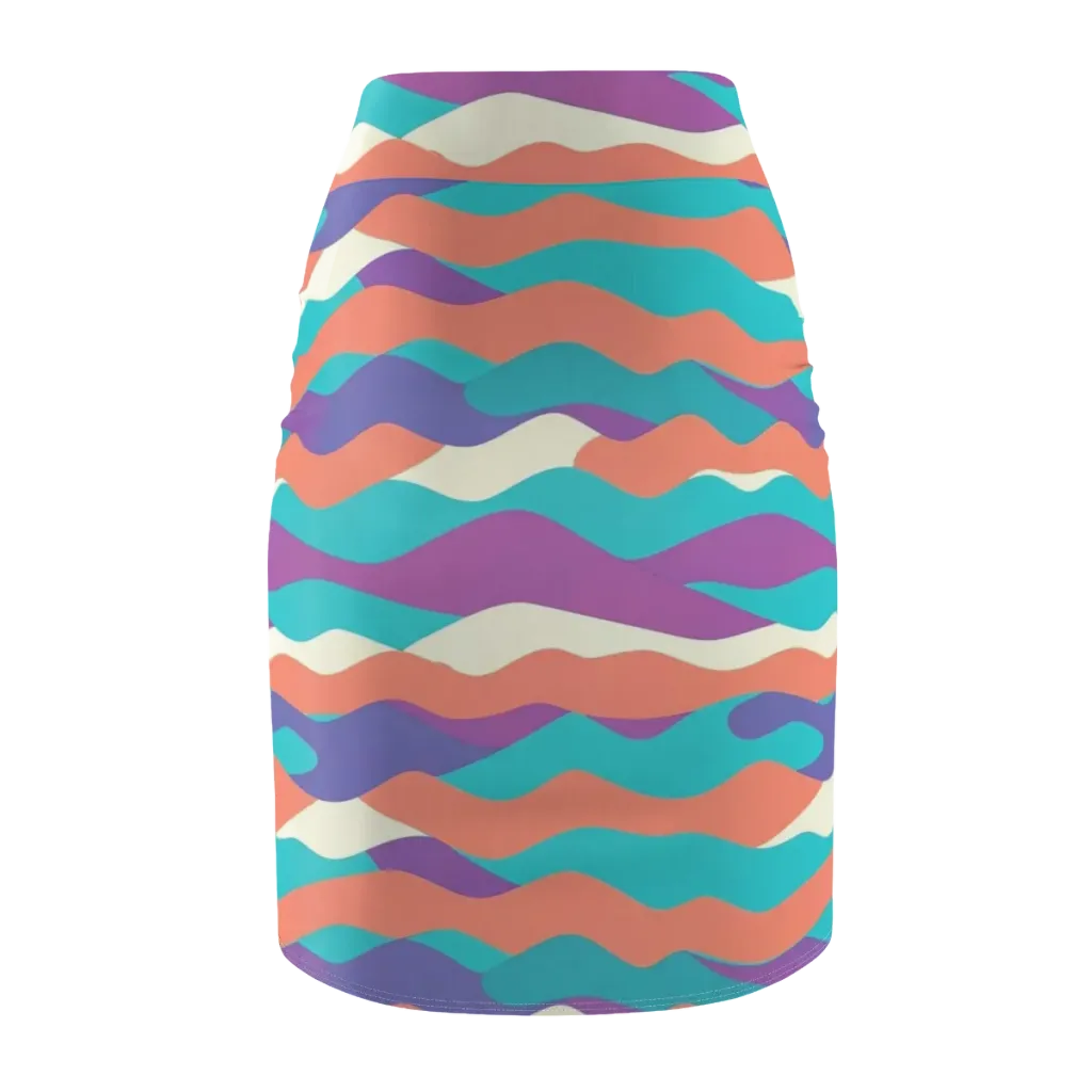 Waveform Sunset on Pencil Skirt — Back