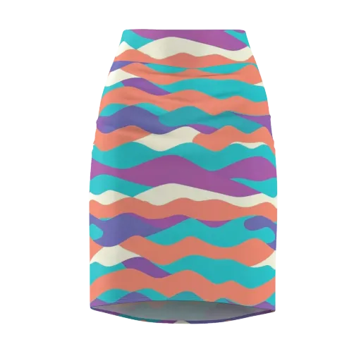 Waveform Sunset on a Pencil Skirt
