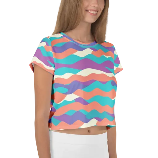 Waveform Sunset on a Crop Tee