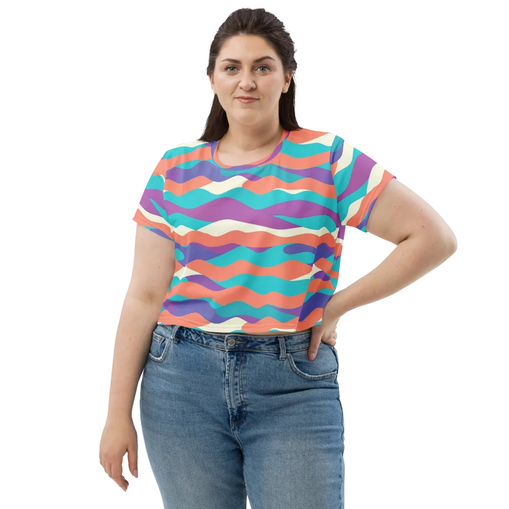 Waveform Sunset on Crop Tee — Front