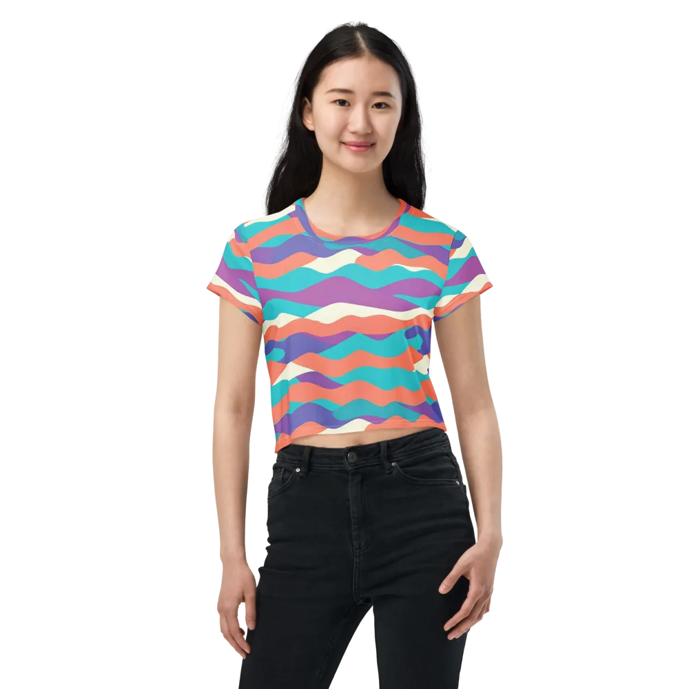 Waveform Sunset on Crop Tee — Front