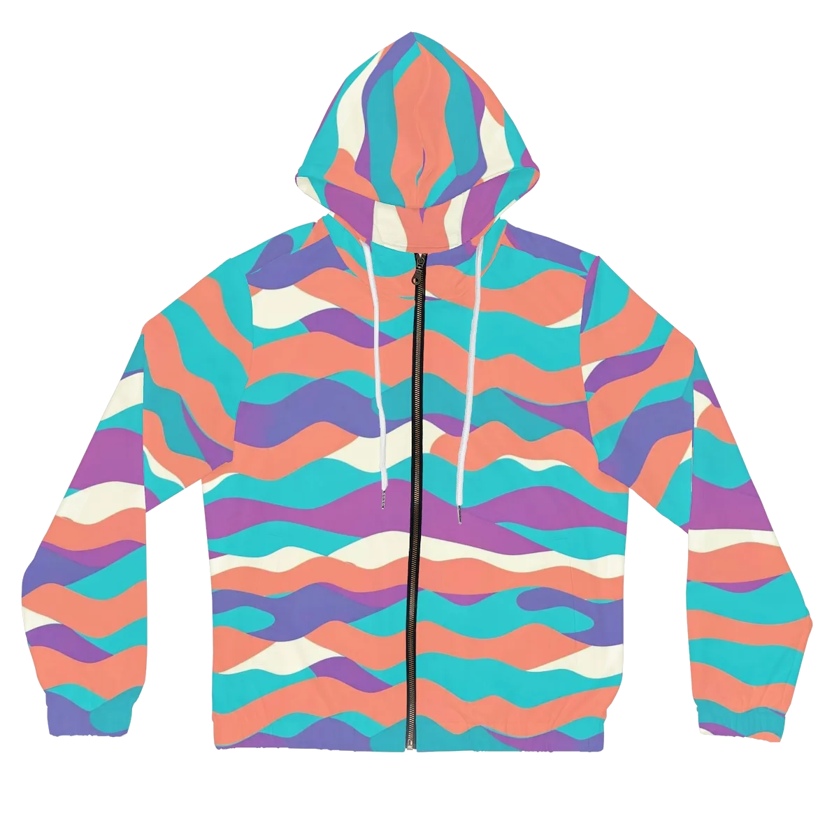 Waveform Sunset on Women's Full-Zip Hoodie — Front