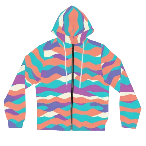 Waveform Sunset on a Women's Full-Zip Hoodie