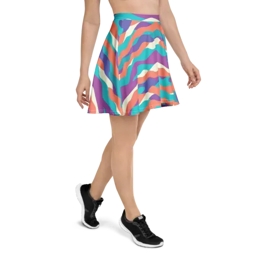 Waveform Sunset on a Skater Skirt