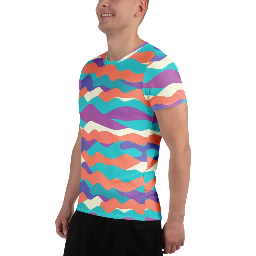 Waveform Sunset on Men's Athletic T-Shirt — Left