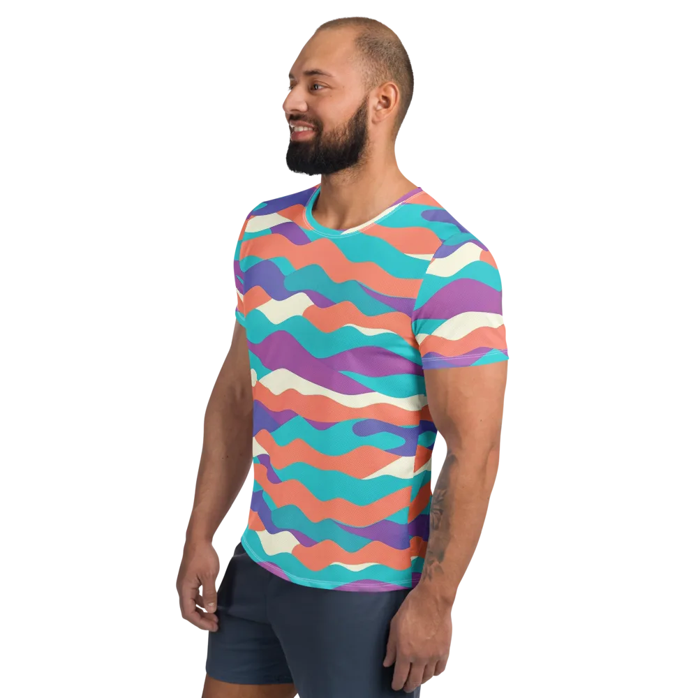Waveform Sunset on Men's Athletic T-Shirt — Left