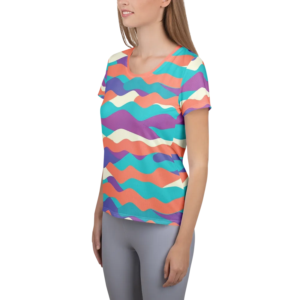 Waveform Sunset on Women's Athletic T-Shirt — Left