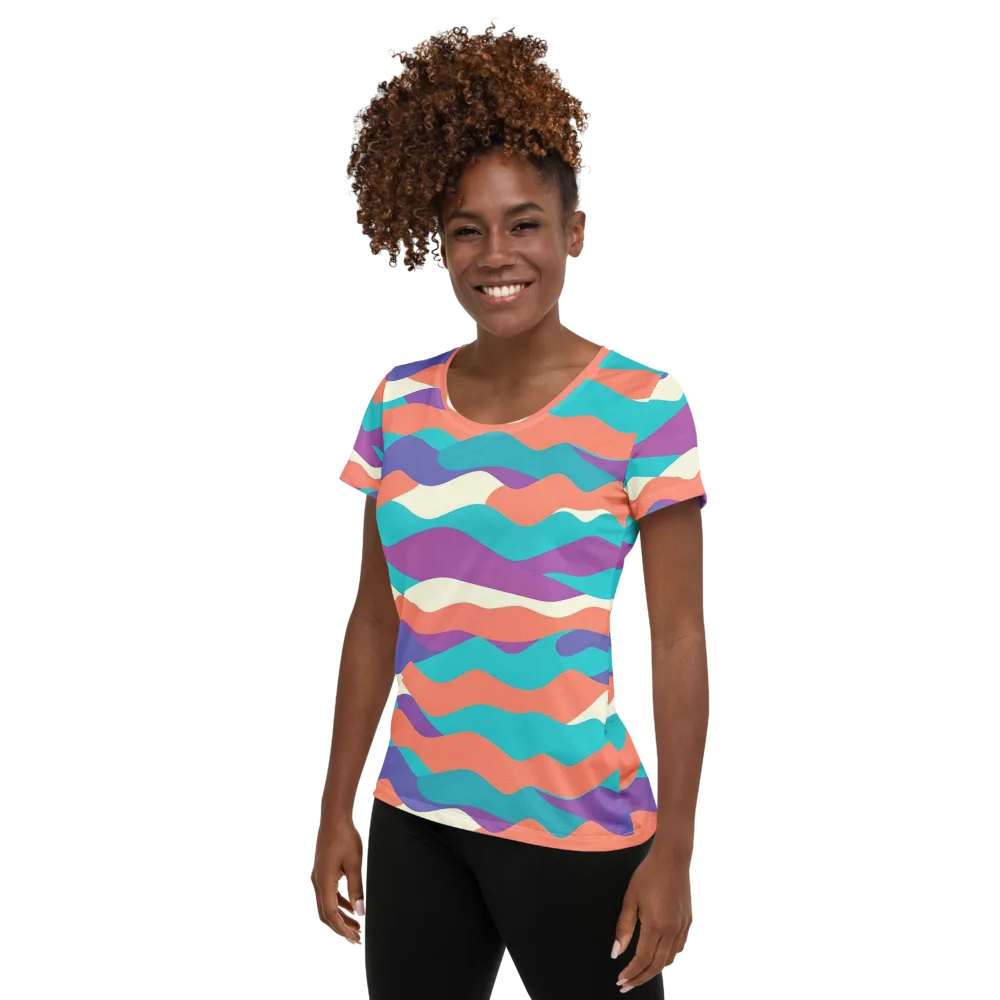 Waveform Sunset on Women's Athletic T-Shirt — Left