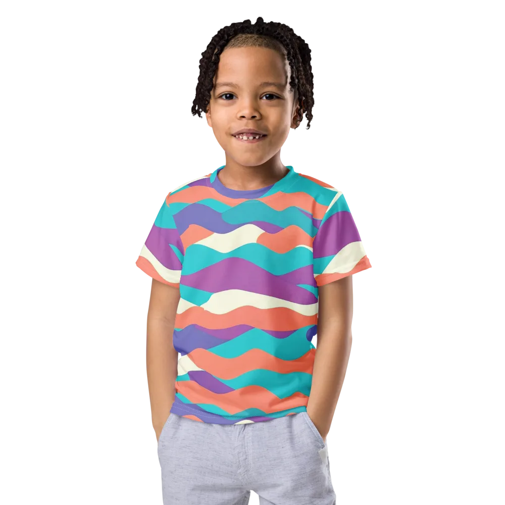 Waveform Sunset on Kids Crew Neck T-Shirt — Front