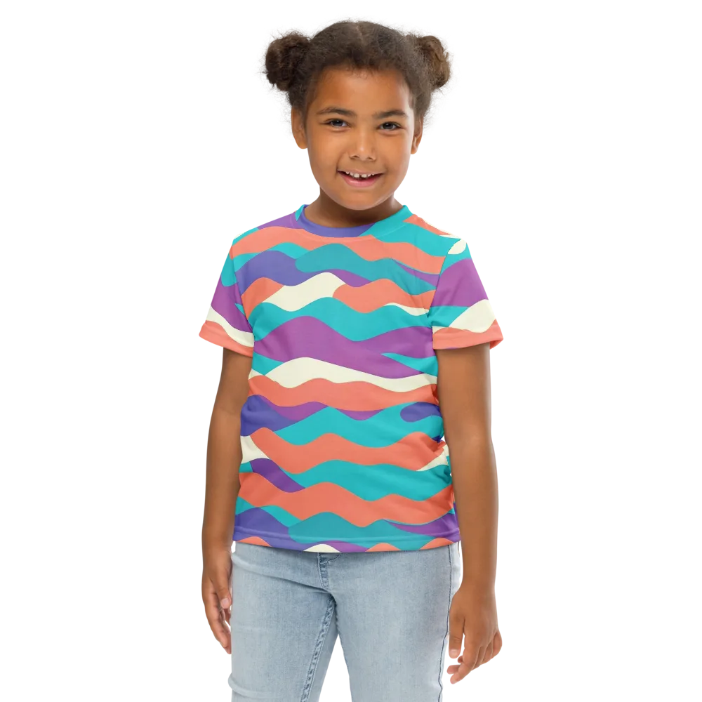 Waveform Sunset on Kids Crew Neck T-Shirt — Front