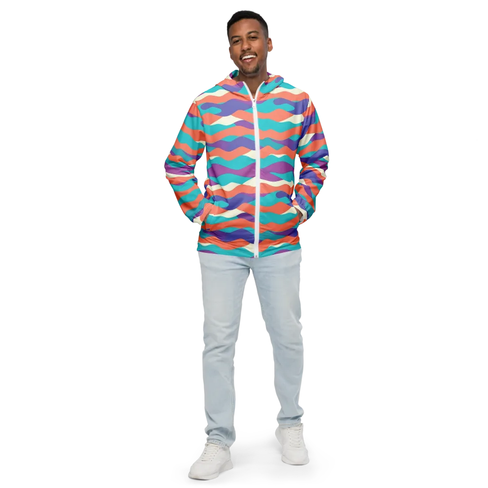 Waveform Sunset on Men's Windbreaker — Front