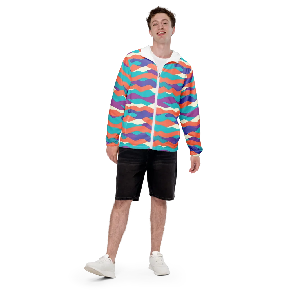 Waveform Sunset on Men's Windbreaker — Front