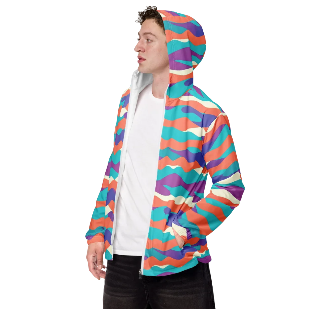 Waveform Sunset on Men's Windbreaker — Left Front