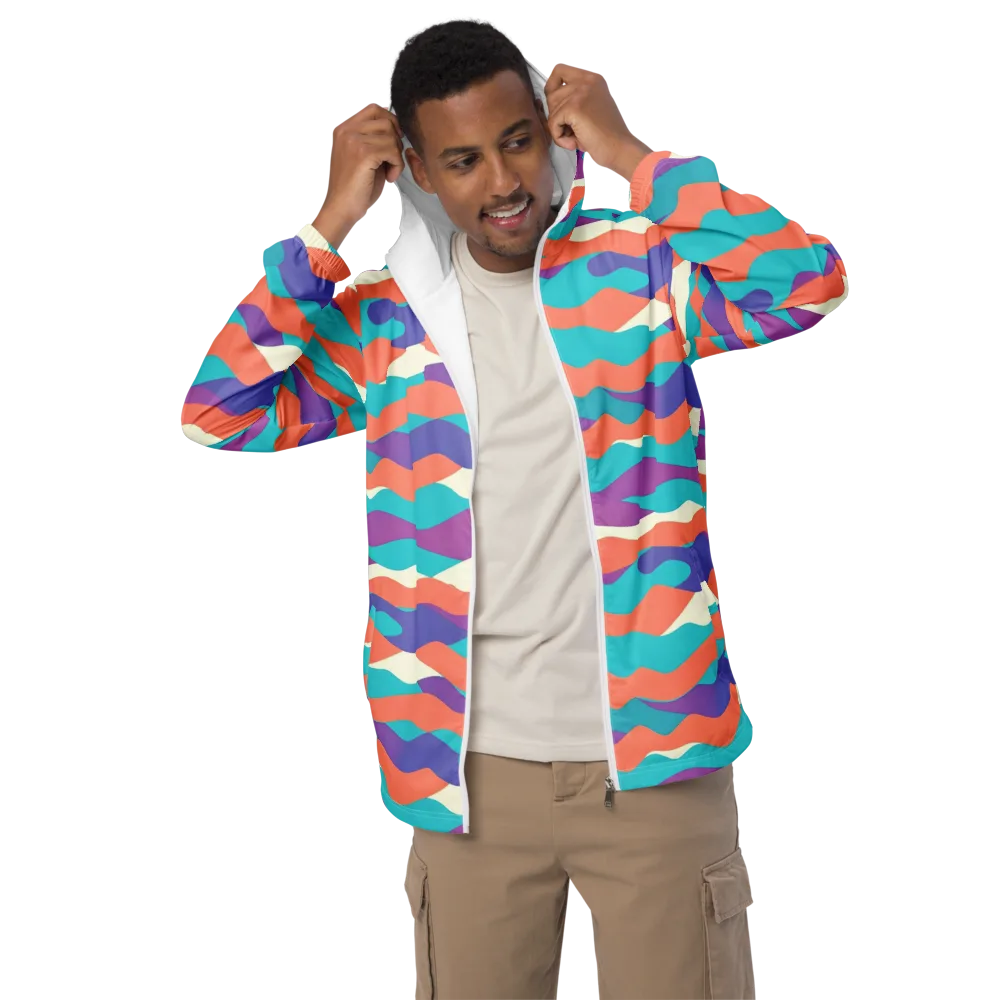 Waveform Sunset on Men's Windbreaker — Front