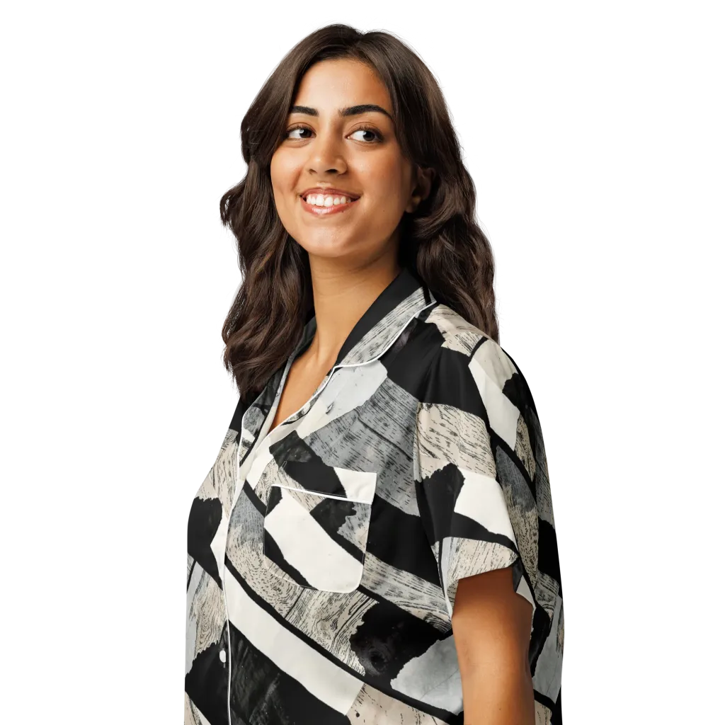 Blackwood Mosaic on Women's Short Sleeve Pajama Top — Left Front