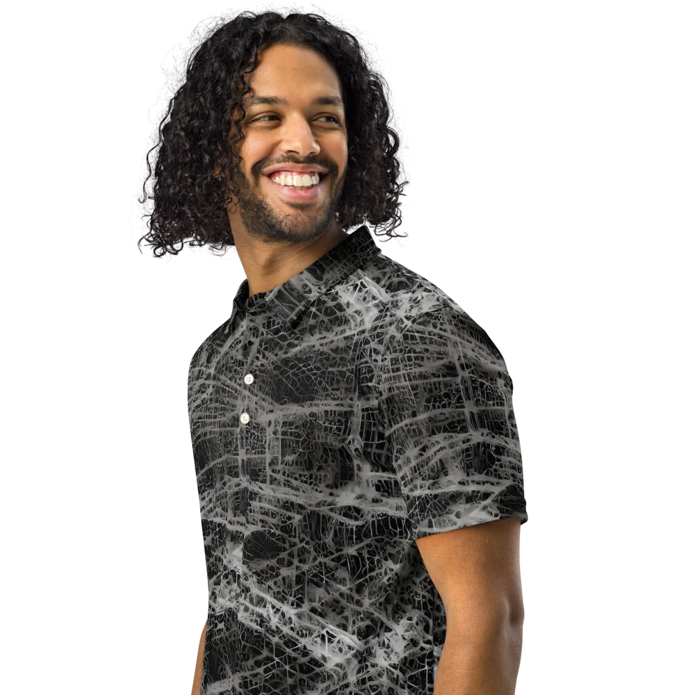 Monochrome Mesh on Men's Slim Fit Polo Shirt — Left Front