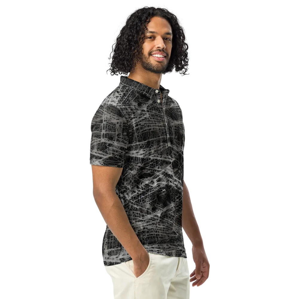 Monochrome Mesh on Men's Slim Fit Polo Shirt — Right Front