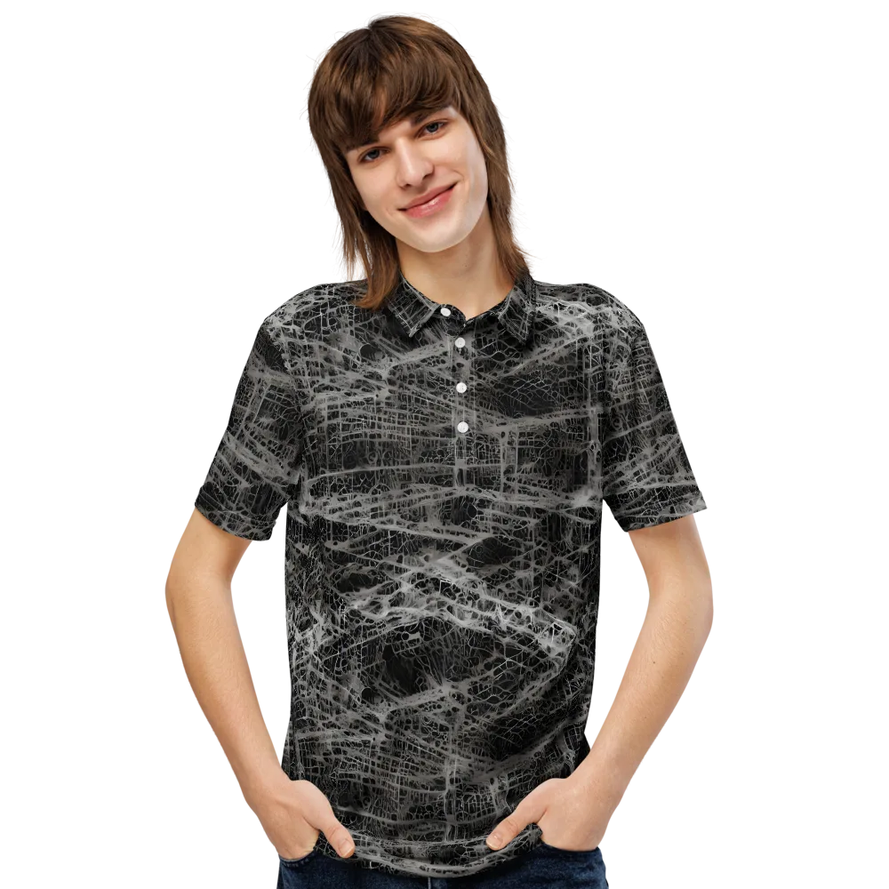 Monochrome Mesh on Men's Slim Fit Polo Shirt — Front