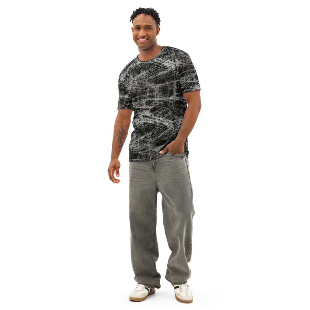 Monochrome Mesh on Men's Cotton Crew Neck T-Shirt — Front