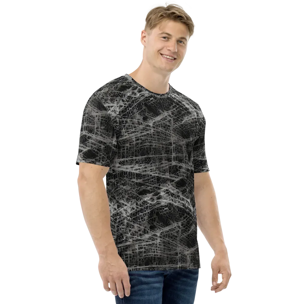 Monochrome Mesh on Men's Crew Neck T-Shirt — Right