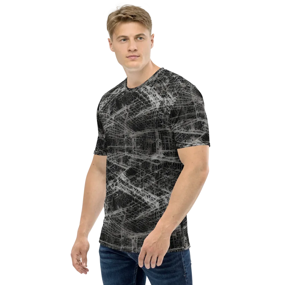 Monochrome Mesh on Men's Crew Neck T-Shirt — Left