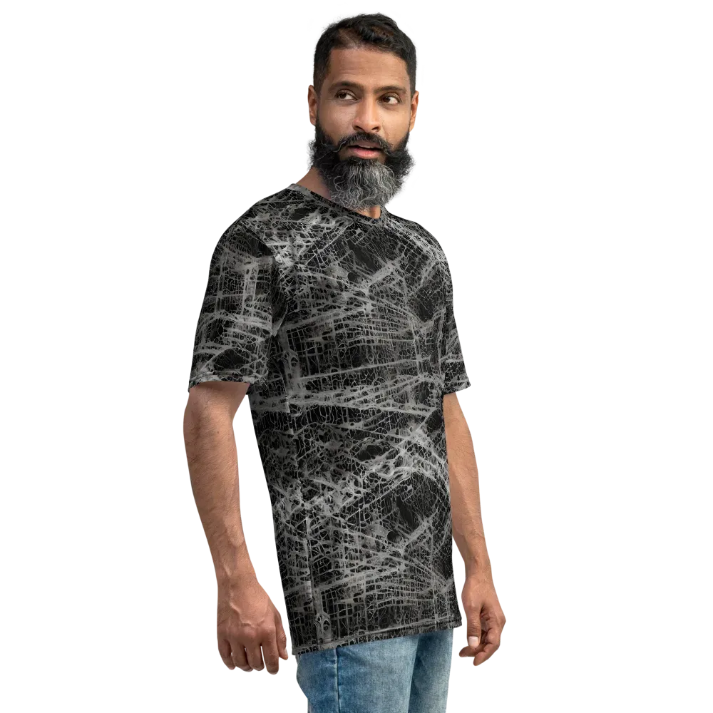 Monochrome Mesh on Men's Crew Neck T-Shirt — Right
