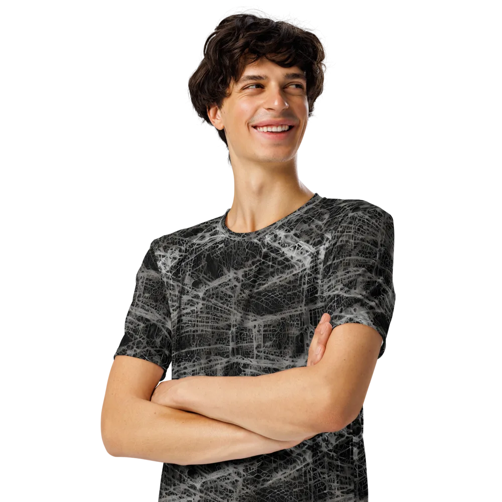 Monochrome Mesh on Men's Crew Neck T-Shirt — Left Front