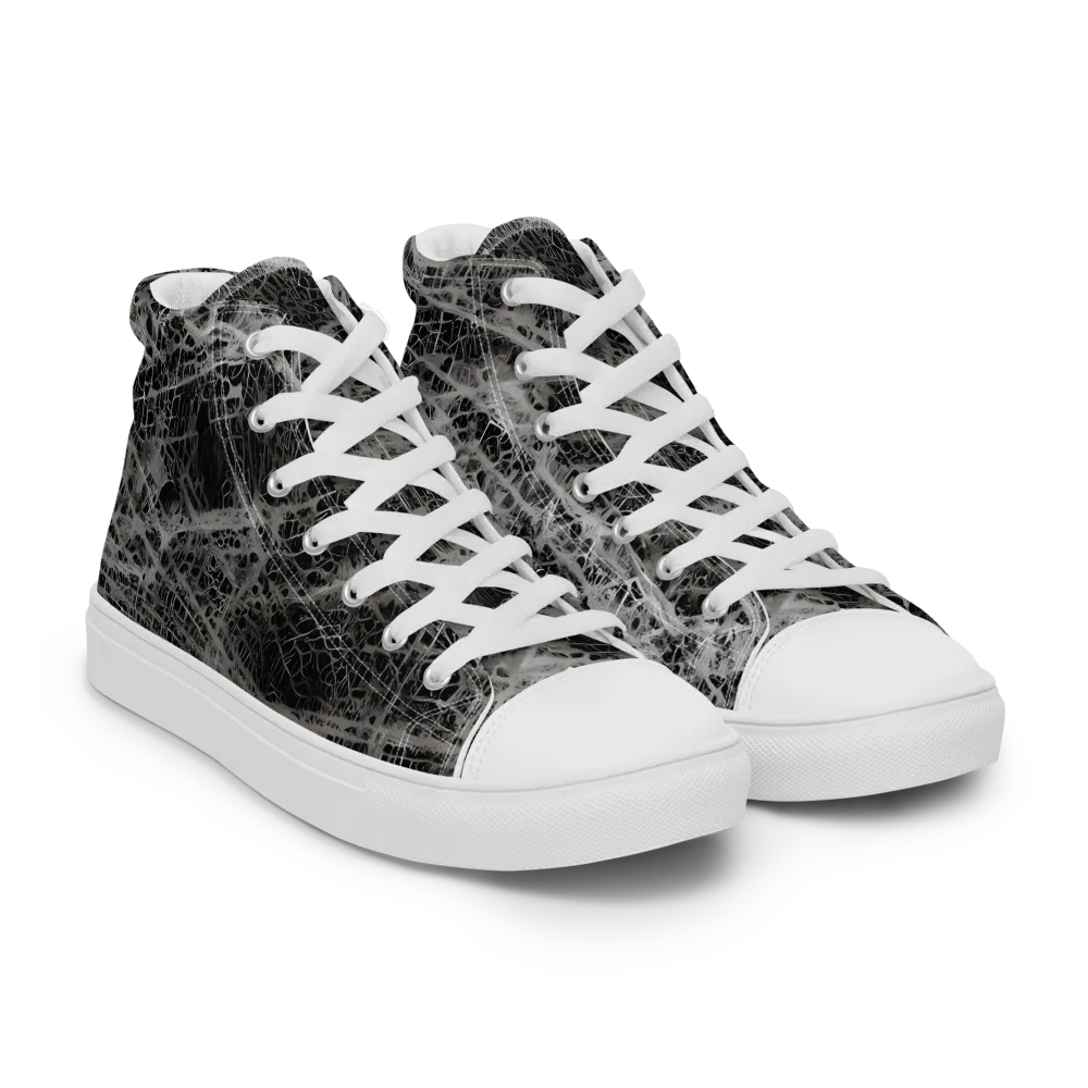Monochrome Mesh on Men's High Top Canvas Shoes — Right Front