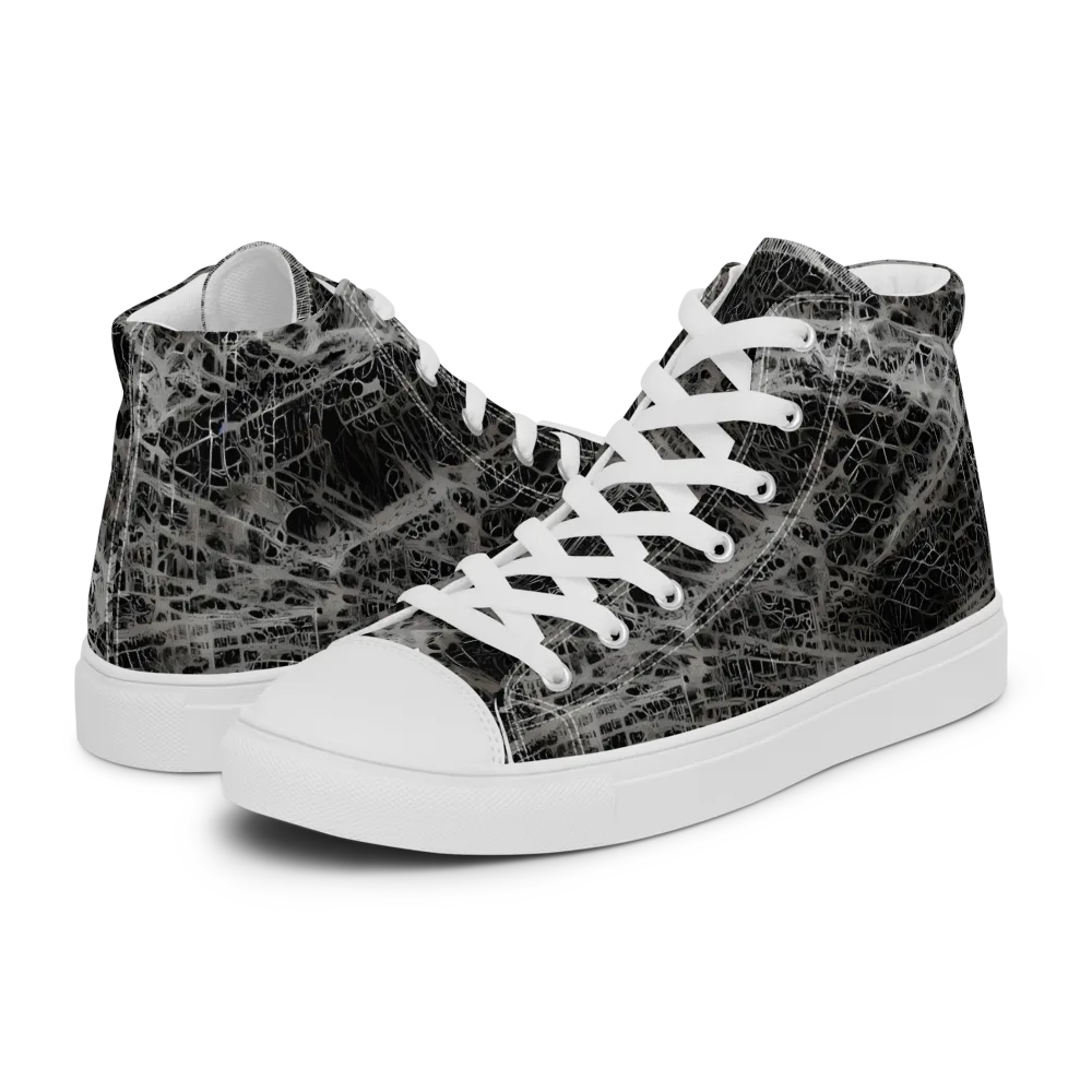 Monochrome Mesh on Men's High Top Canvas Shoes — Left