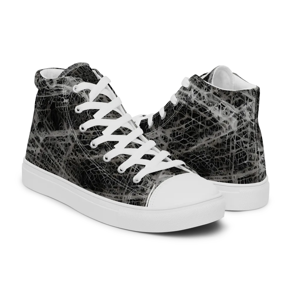 Monochrome Mesh on Men's High Top Canvas Shoes — Right