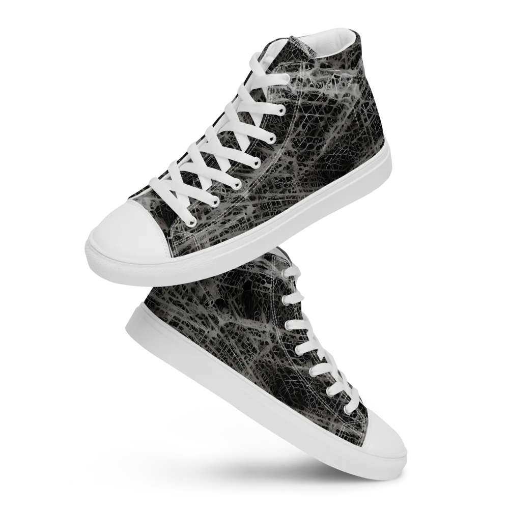 Monochrome Mesh on Men's High Top Canvas Shoes — Front