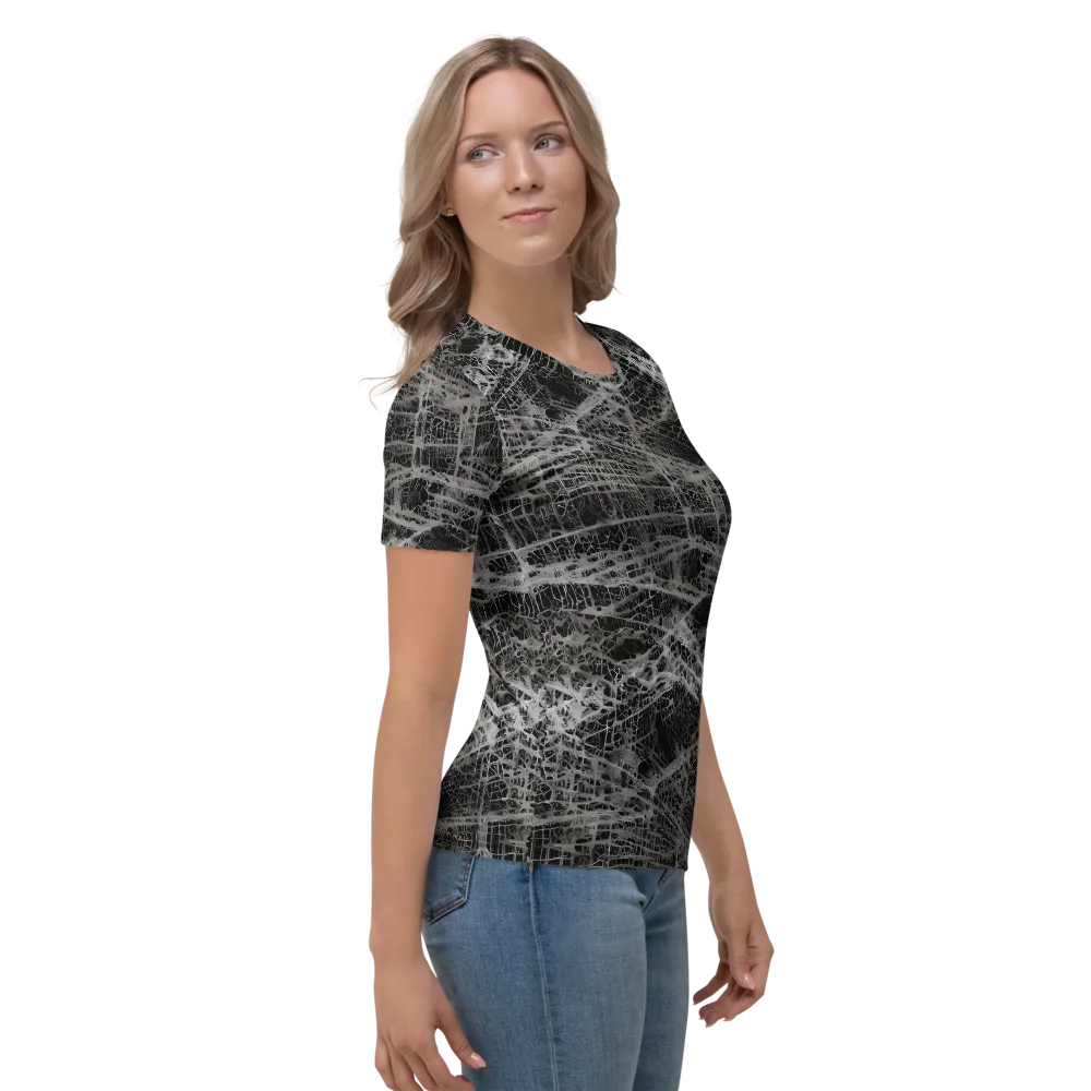 Monochrome Mesh on Women's Crew Neck T-Shirt — Right