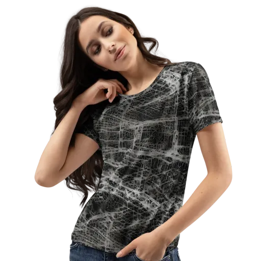 Monochrome Mesh on a Women's Crew Neck T-Shirt