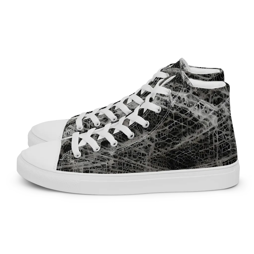 Monochrome Mesh on Women's High Top Canvas Shoes — Left