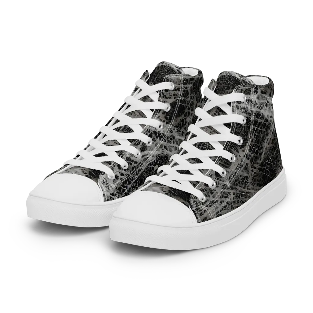Monochrome Mesh on Women's High Top Canvas Shoes — Left Front