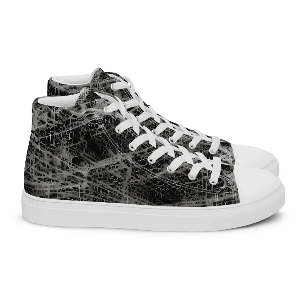 Monochrome Mesh on Women's High Top Canvas Shoes — Right