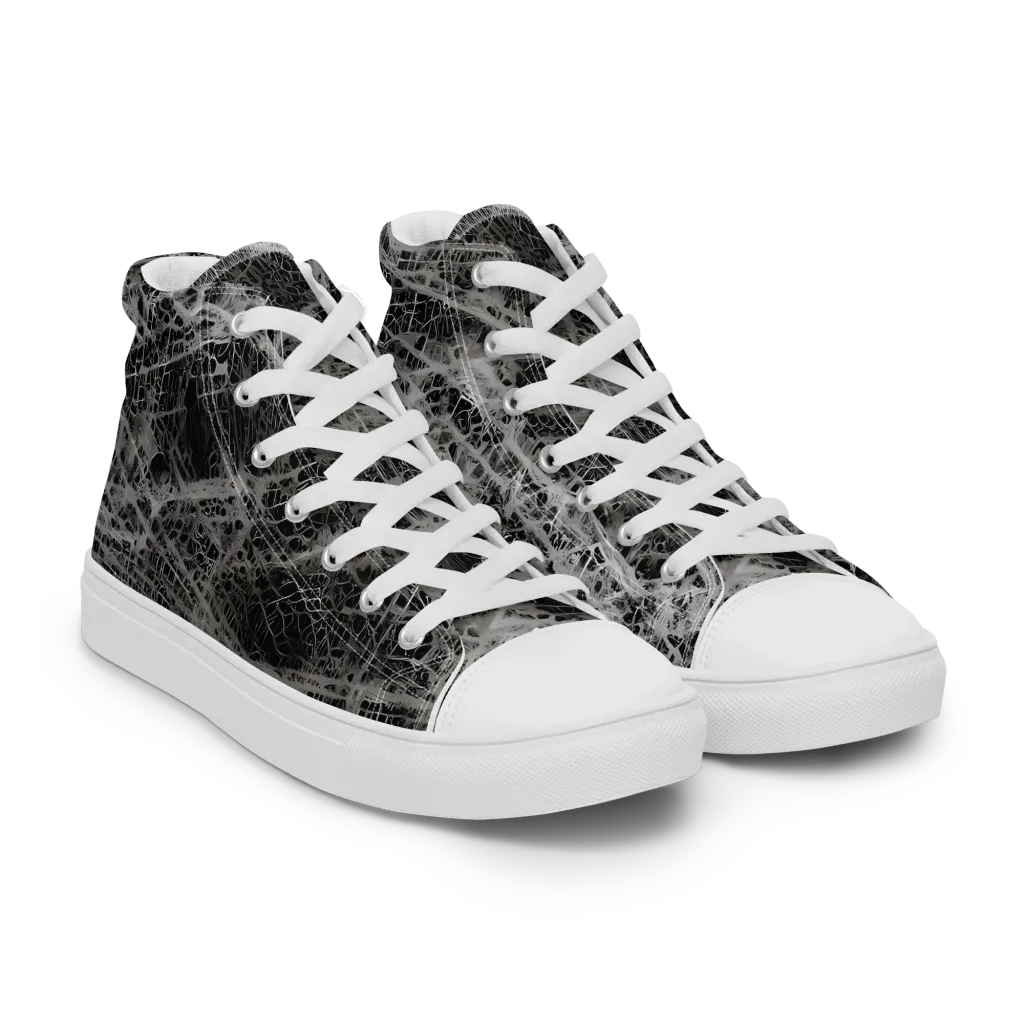 Monochrome Mesh on Women's High Top Canvas Shoes — Right Front
