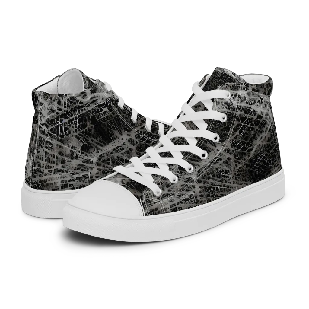 Monochrome Mesh on Women's High Top Canvas Shoes — Left