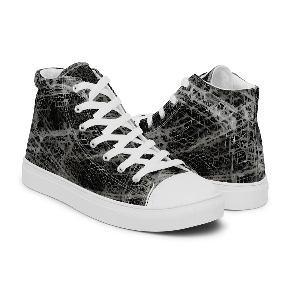 Monochrome Mesh on Women's High Top Canvas Shoes — Right