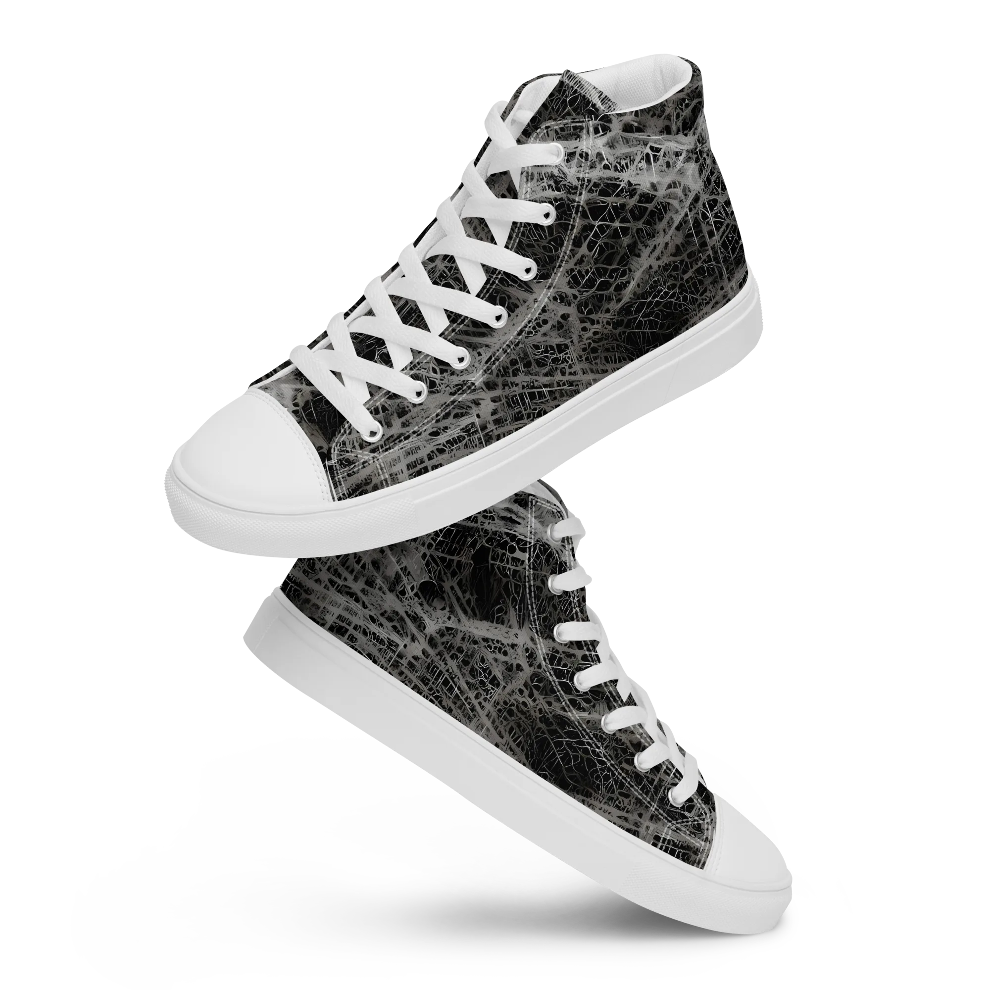 Monochrome Mesh on Women's High Top Canvas Shoes — Front