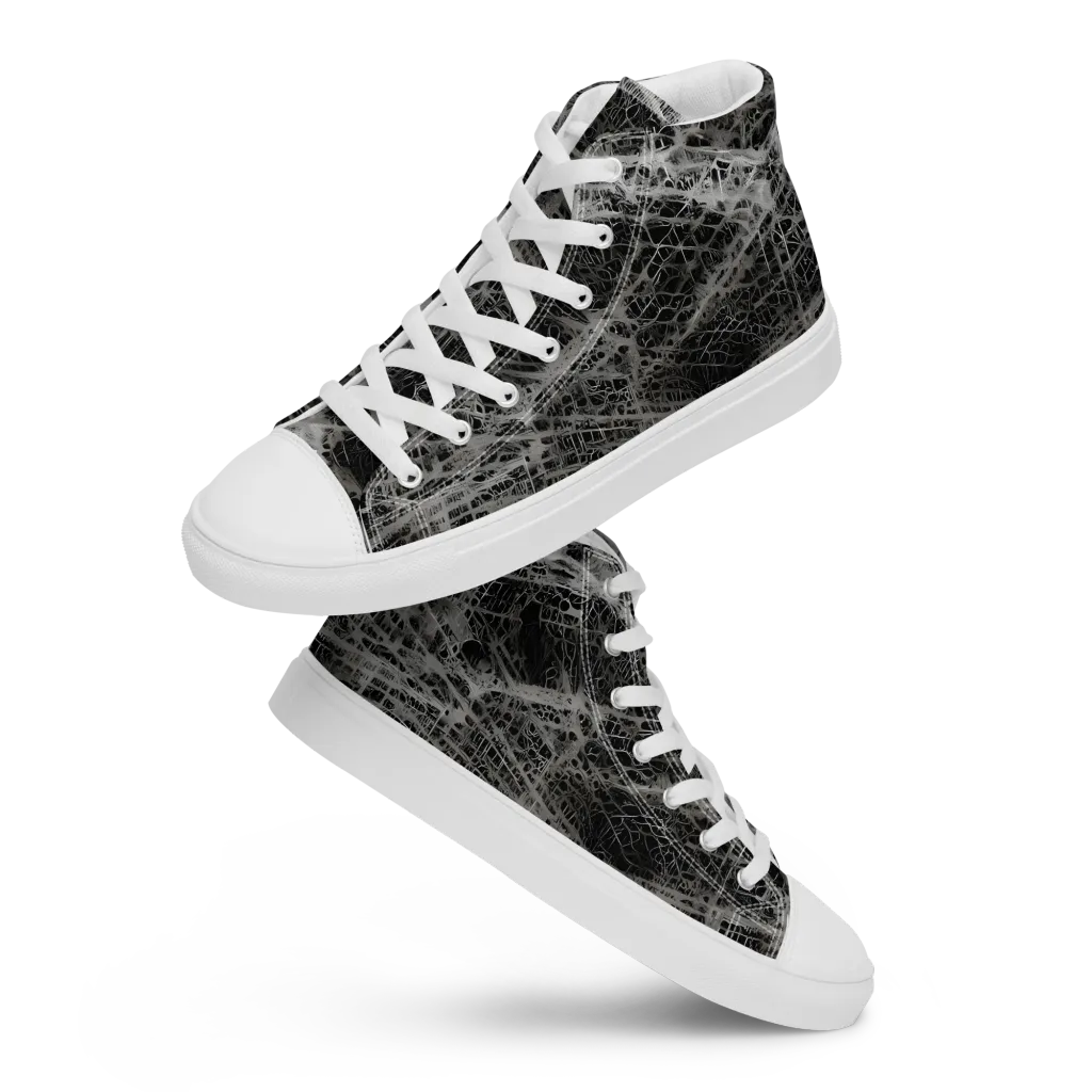 Monochrome Mesh on Women's High Top Canvas Shoes — Front
