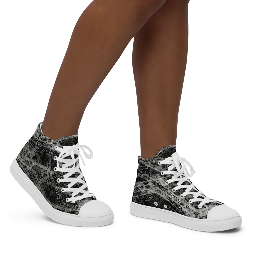 Monochrome Mesh on Women's High Top Canvas Shoes — Right