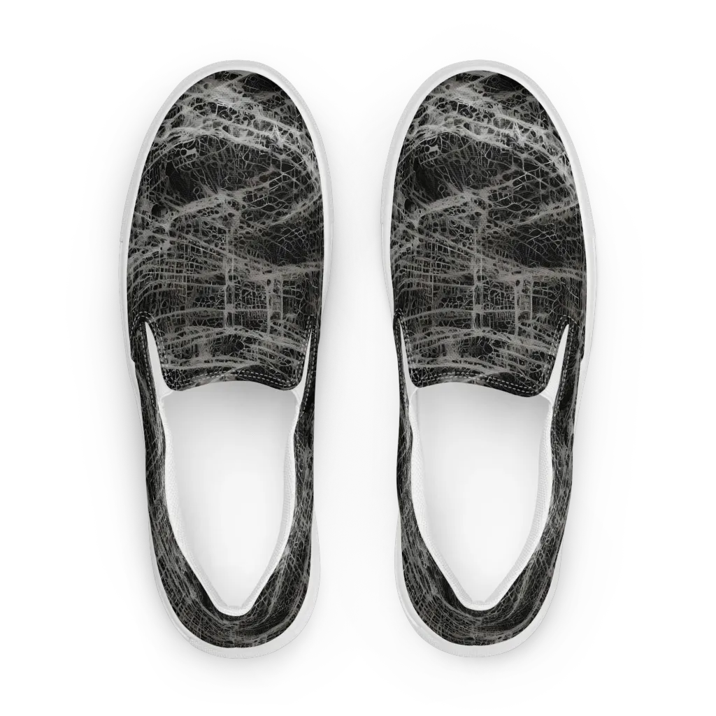 Monochrome Mesh on Men's Slip-On Canvas Shoes — Front