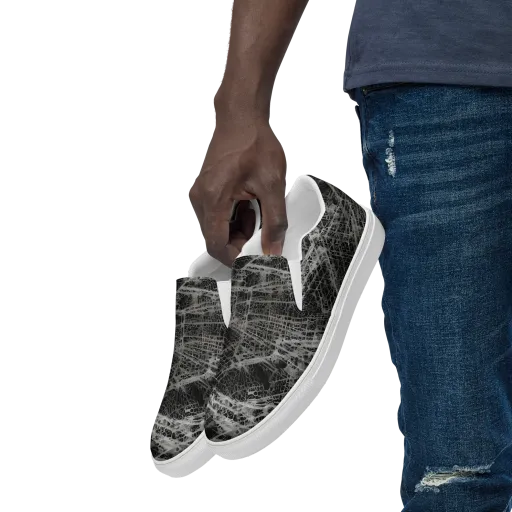 Monochrome Mesh on a Men's Slip-On Canvas Shoes