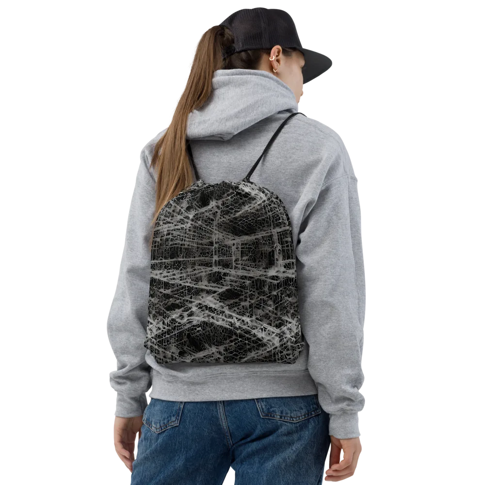 Monochrome Mesh on Drawstring Bag — Front