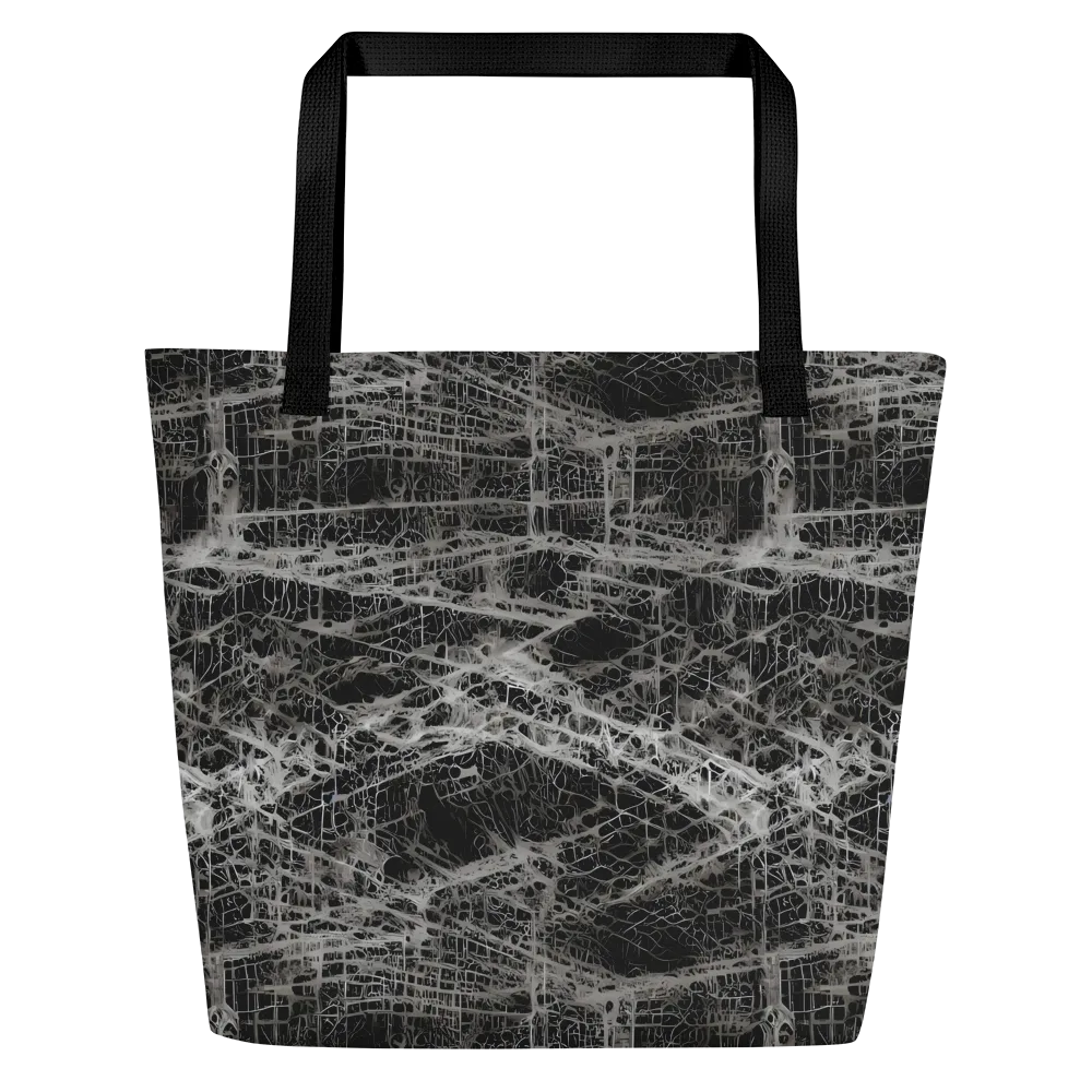 Monochrome Mesh on Large Tote Bag W/ Pocket — Front