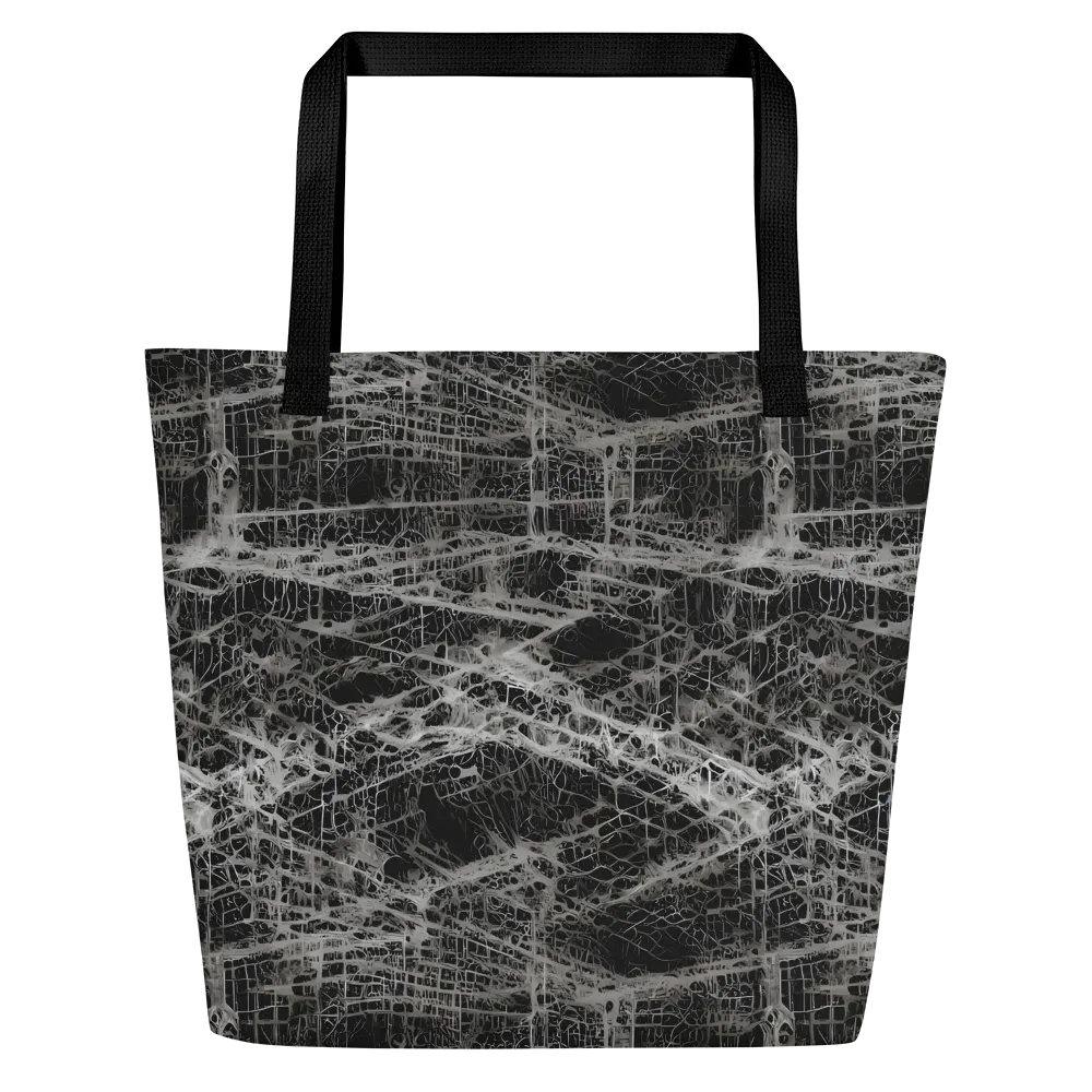 Monochrome Mesh on Large Tote Bag W/ Pocket — Front