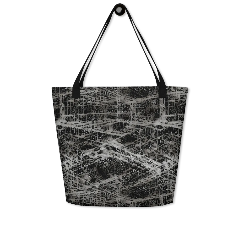 Monochrome Mesh on Large Tote Bag W/ Pocket — Front