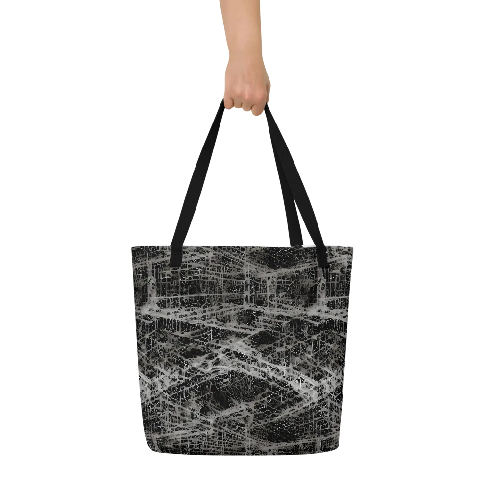 Monochrome Mesh on Large Tote Bag W/ Pocket — Front